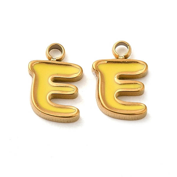

PandaHall 304 Stainless Steel Enamel Charms, Real 14K Gold Plated, Letter, Letter E, 8x5.5x1.3mm, Hole: 1.2mm Stainless Steel+Enamel Letter..., Yellow