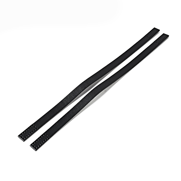 

PandaHall Cowhide Leather Sew On Bag Handles, Bag Strap Replacement Accessories, Black, 39~42x1.45x0.3cm, Hole: 1.4mm Cowhide Flat Black