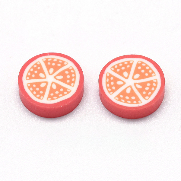 

PandaHall Handmade Polymer Clay Cabochons, Fruit, Coral, 9~10x2~3mm Polymer Clay Fruit Red