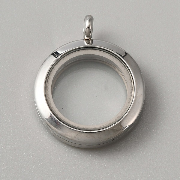 

PandaHall 304 Stainless Steel Locket Pendants, Double Sides with Glass, DIY Accessories for Jewelry Pendant Making, Flat Round Charm..., Clear