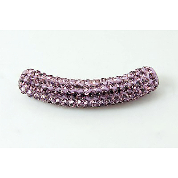 

PandaHall Brass Middle East Rhinestone Beads, Tube, Light Rose, 46~47x9mm, Hole: 4mm Brass+Rhinestone Tube Pink
