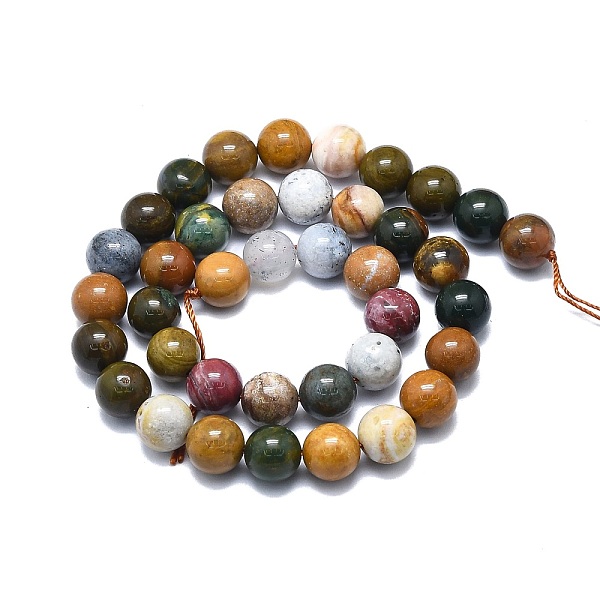 

PandaHall Natural Ocean Jasper Beads Strands, Round, 10mm, Hole: 1mm, about 39pcs/strand, 15.55 inch(39.5cm) Ocean Jasper Round