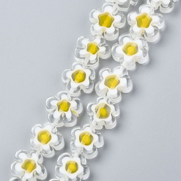 

PandaHall Handmade Millefiori Glass Bead Strands, Flower, White, 10~12x4mm, Hole: 1mm, about 35~38pcs/strand, 16 inch Millefiori Lampwork...