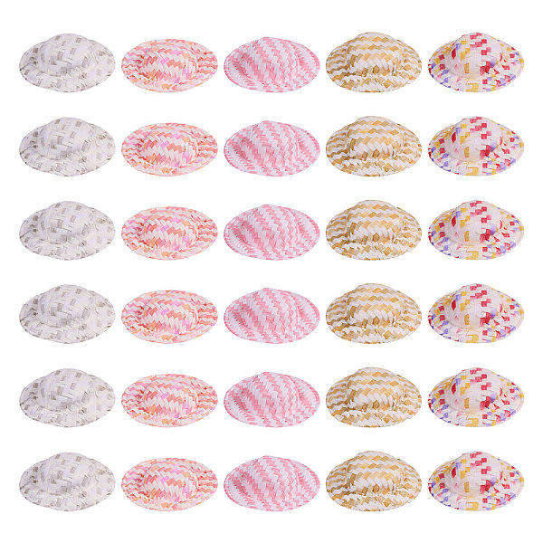 30 mini sombrero de paja de 5 colores para accesorios decorativos de muñecas.
