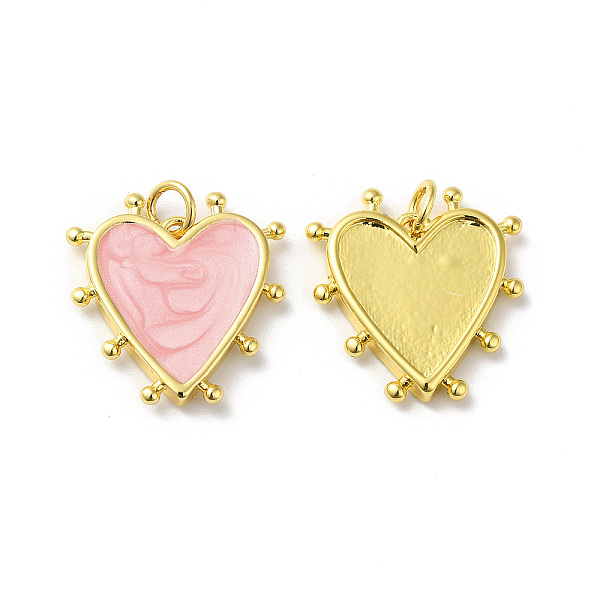 

PandaHall Rack Plating Brass Enamel Pendants, with Jump Ring, Lead Free & Cadmium Free, Heart Charm, Real 18K Gold Plated, Misty Rose...
