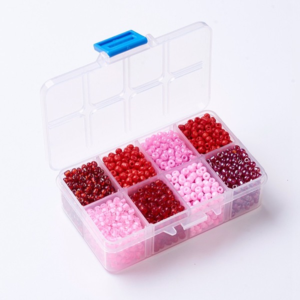 

PandaHall 1 Box Mixed 6/0 Glass Seed Beads Round Loose Spacer Beads, Red, 4mm, Hole: 1mm, about 1900pcs/box Glass Red