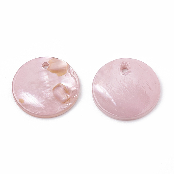 

PandaHall Freshwater Shell Pendants, Spray Painted, Flat Round, Pink, 19~20x1.5~2mm, Hole: 1mm Freshwater Shell Flat Round Pink