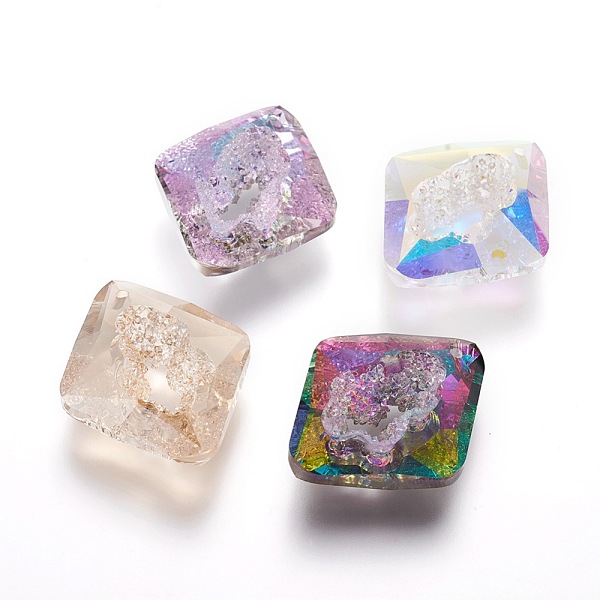 

PandaHall K9 Glass Rhinestone Pendants, Rhombus, Faceted, Mixed Color, 36x30~30.5x12mm, Hole: 1.8mm K9 Glass Rhombus Multicolor