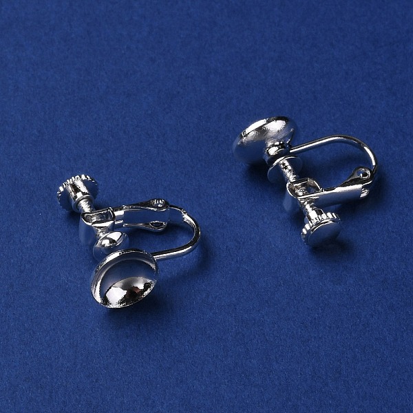 

PandaHall Brass Clip-on Earring Findings, Silver, Tray: 7mm, 15.5x15.5x8mm Brass