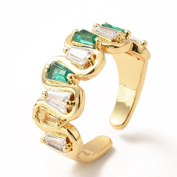 

PandaHall Cubic Zirconia Trapezoid Open Cuff Ring, Real 18K Gold Plated Brass Jewelry for Women, Lead Free & Cadmium Free, Green, US Size 7...