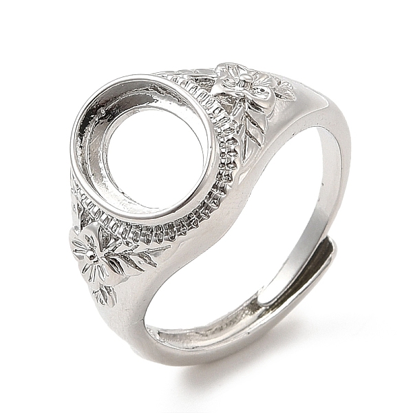 

PandaHall Brass Flower Adjustable Ring Components, Pad Ring Settings, Oval, Platinum, US Size 8 1/2(18.5mm), Tray: 10.5x8.5mm Brass