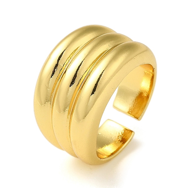 

PandaHall Rack Plating Brass Grooved Open Cuff Rings, Real 18K Gold Plated, US Size 8 1/2(18.5mm) Brass