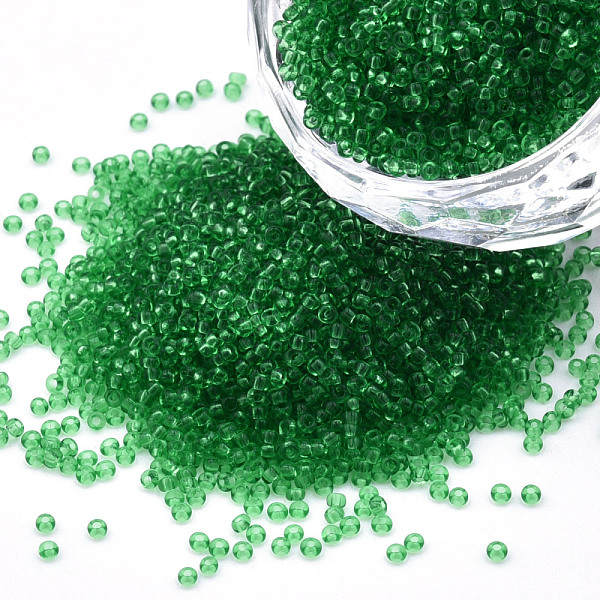 

PandaHall 15/0 Transparent Czech Glass Seed Beads, Round, Sea Green, 1.5x1mm, Hole: 0.5mm, about 500g/bag Czech Glass