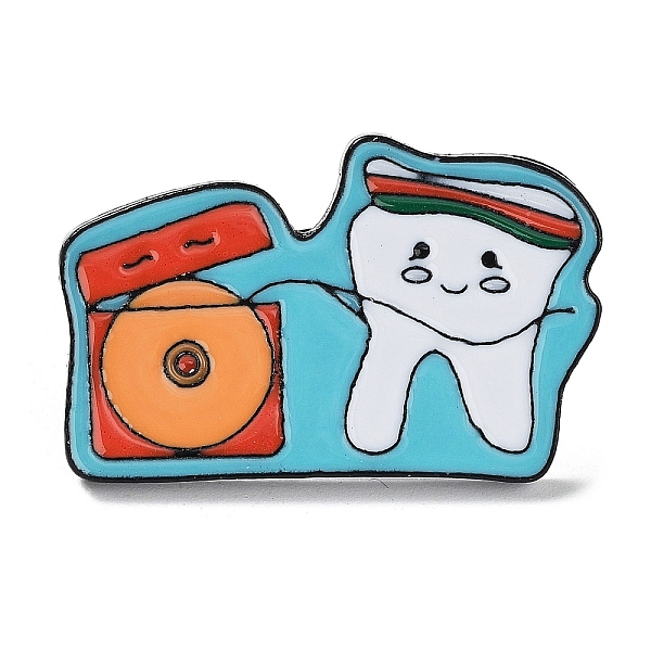 

PandaHall Tooth Protection Theme Enamel Pins, Black Alloy Brooch for Backpack Clothes, Dark Turquoise, 21.5x34x2mm Alloy+Enamel Body