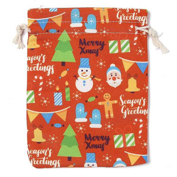 

PandaHall Christmas Theme Cloth Printed Storage Bags, Drawstring Bags, Rectangle, Red, 18x13x0.4cm Cloth Rectangle Red