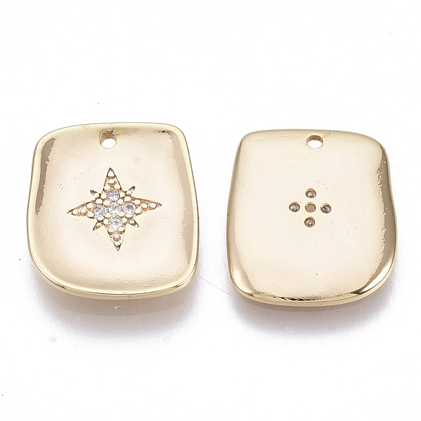 

PandaHall Brass Micro Pave Cubic Zirconia Charms, Nickel Free, Real 18K Gold Plated, Rectangle with Star, Clear, 14x12x1.5mm, Hole: 1mm...