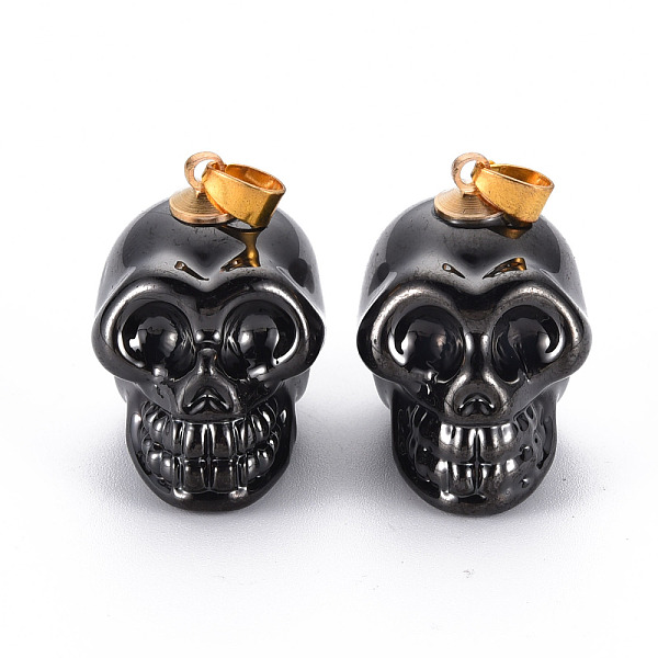 

PandaHall Electroplate K9 Glass Pendants, with Golden Plated Brass Bails, Skull, Halloween, Gunmetal Plated, 25x26~27x19mm, Hole: 5x3mm K9...