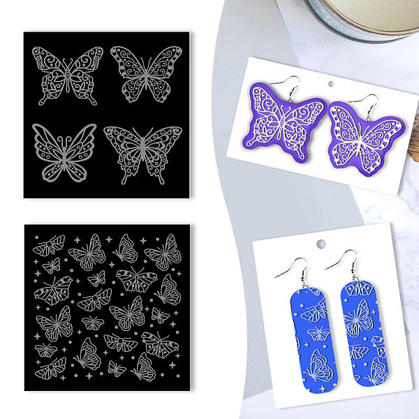 

PandaHall BENECREAT 2 PCS Acrylic Clay Textured Plates, Butterfly Textured Flower Pottery Stamps, Clear Embossed Clay Acrylic Plates for...