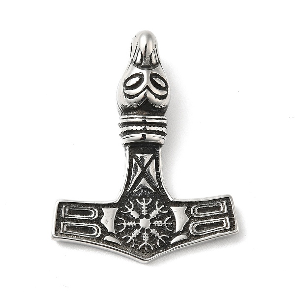 

PandaHall 304 Stainless Steel Manual Polishing Pendants, Thor's Hammer, Antique Silver, 38x30x10mm, Hole: 5mm 304 Stainless Steel Others