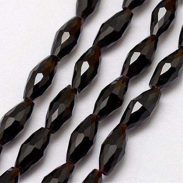 

PandaHall Glass Bead Strands, Rice, Faceted, Black, 9x4mm, Hole: 1mm, about 60pcs/strand, 20 inch Glass Rice Black