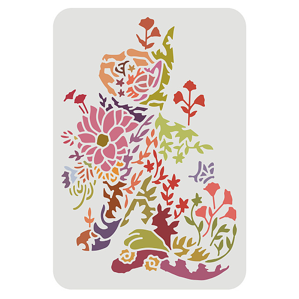 

PandaHall FINGERINSPIRE Flower Cat Stencil 29.7x21cm Reusable Cat Drawing Stencil DIY Craft Cute Cat Pattern Template Flower Stencil Animal...