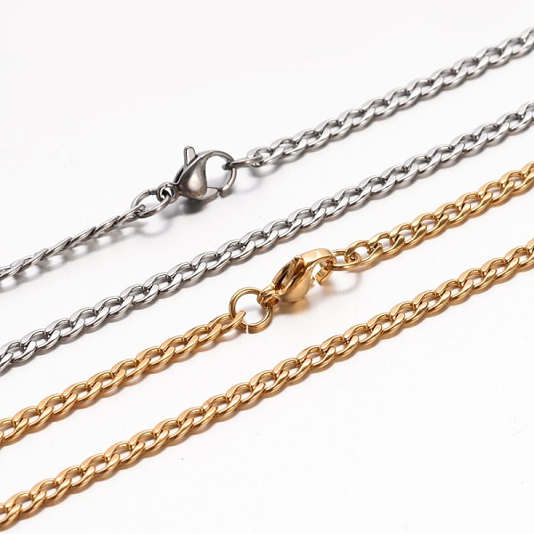 

PandaHall Boy's 304 Stainless Steel Curb Chain Necklaces, with Lobster Claw Clasp, Faceted, Mixed Color, 19.7 inch(50cm) 304 Stainless Steel