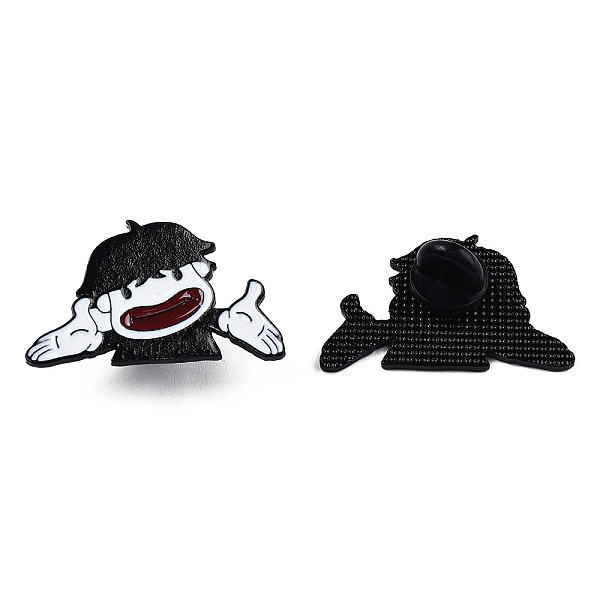 PandaHall Boy with Hat Enamel Pin, Electrophoresis Black Plated Alloy Badge for Backpack Clothes, Nickel Free & Lead Free, White, 21x32.5mm...