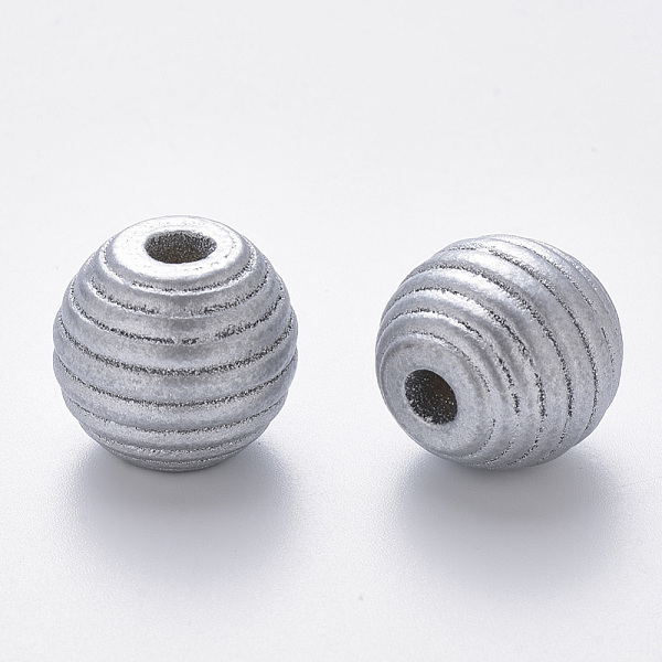

PandaHall Painted Natural Wood Beehive European Beads, Large Hole Beads, Round, Silver, 18x17mm, Hole: 4.5mm Wood Round Silver