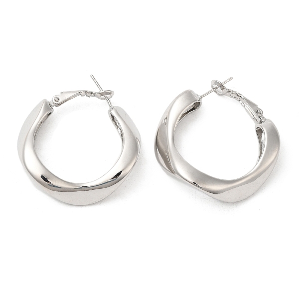 

PandaHall Brass Twist Hoop Earrings for Women, Platinum, 36x35x9.5mm Brass