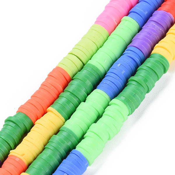 

PandaHall Fixed 7 Color Handmade Polymer Clay Bead Strands, Heishi Beads, Disc/Flat Round, Orange Red & Coral & Spring Green & Deep Sky Blue..., Multicolor