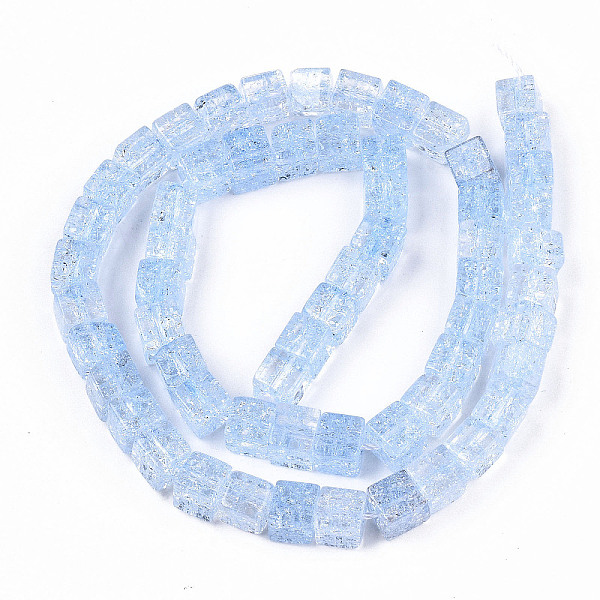 

PandaHall Crackle Glass Beads, Dyed & Heated, Square, Cornflower Blue, 6x6x6mm, Hole: 1.4mm, about 60~61pcs/strand, 14.96 inch(38cm) Glass...
