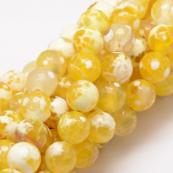 

PandaHall Dyed Natural Agate Faceted Round Beads Strands, Gold, 10mm, Hole: 1mm, about 38pcs/strand, 14.5 inch Natural Agate Round Gold