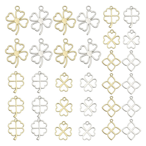 

PandaHall CHGCRAFT 32Pcs 8 Styles Alloy Open Back Bezel Pendants, Clover Charms for Resin, Epoxy Resin Jewelry Making, Platinum & Golden...