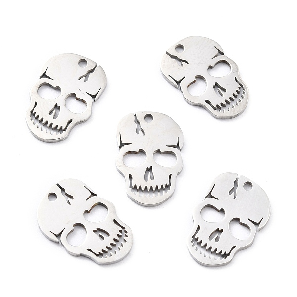 

PandaHall 201 Stainless Steel Charms, Laser Cut, Manual Polishing, Skull, Stainless Steel Color, 15x10x1mm, Hole: 1.2mm 201 Stainless Steel...