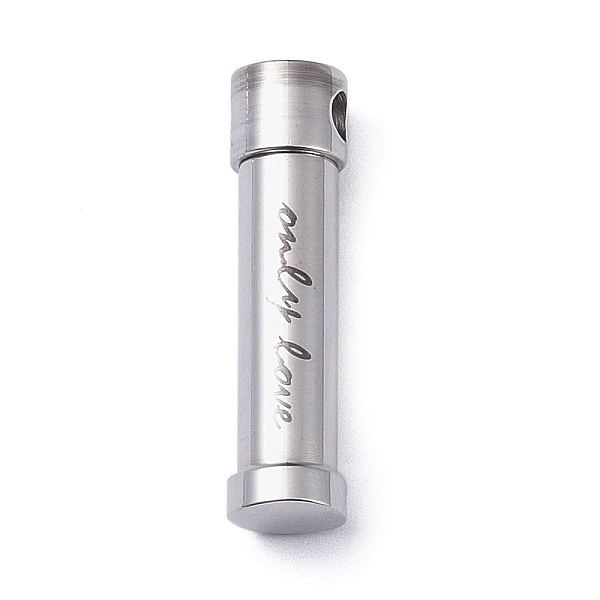 

PandaHall Openable 304 Stainless Steel Urn Ashes Pendants, Column with Word Only Love Charm, Stainless Steel Color, 27x6.5mm, Hole: 2.8mm...
