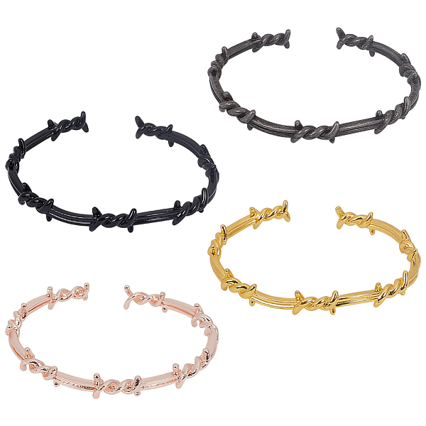 

PandaHall ANATTASOUL 4Pcs 4 Colors Alloy Thornlet Open Cuff Bangles Set, Mixed Color, Inner Diameter: 2-3/8~2-1/2x1-7/8 inch(6.1~6.3x4.7cm)...