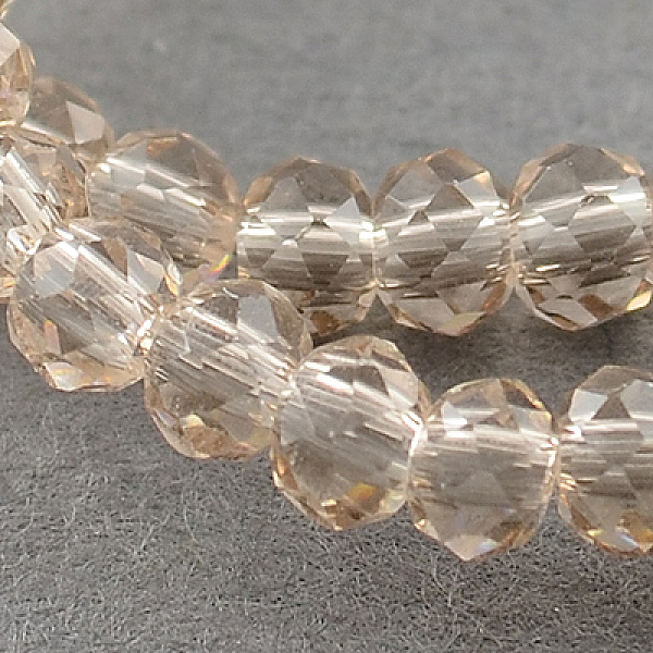 

PandaHall Transparent Glass Beads Strands, Faceted, Rondelle, Dark Salmon, 3x2mm, Hole: 0.5mm, about 145~150pcs/strand, 34~35cm Glass..., Red