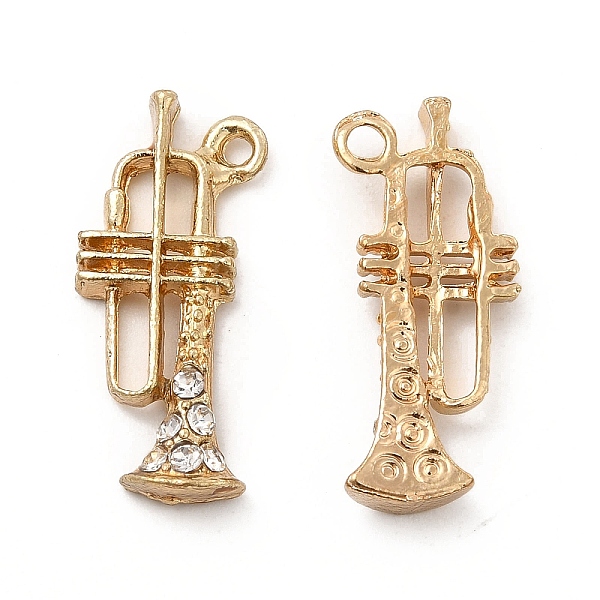 

PandaHall Rack Plating Alloy Rhinestone Pendants, Cadmium Free & Nickel Free & Lead Free, Musical Instruments Charms, Golden, 24x10x3.5mm..., Clear