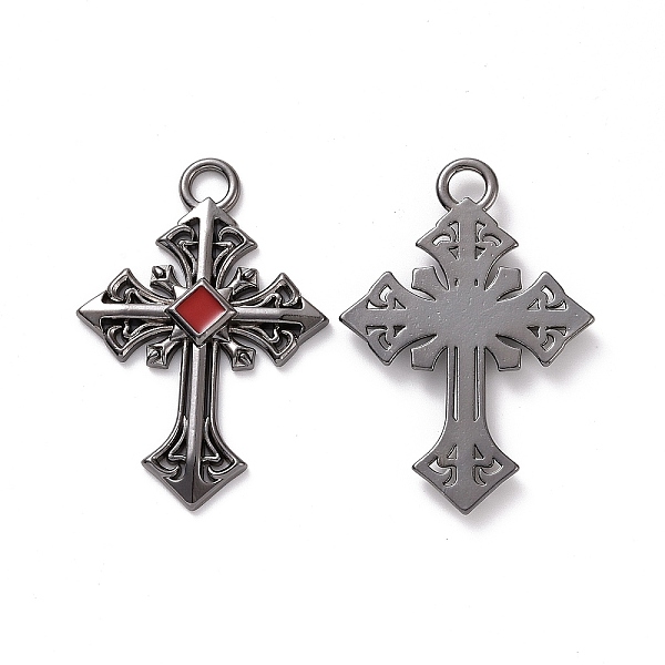 

PandaHall Alloy Pendant with Enamel, Cross, Gunmetal, FireBrick, 55.5x38.5x5mm, Hole: 5.5mm Alloy+Enamel Cross Red