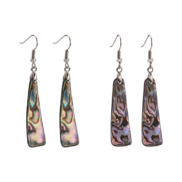 

PandaHall Abalone Shell/Paua ShellEarrings, with Brass Earring Hooks, Triangle, Colorful, 50~68x11~19x1.4mm, Hook: 18.7mm Shell