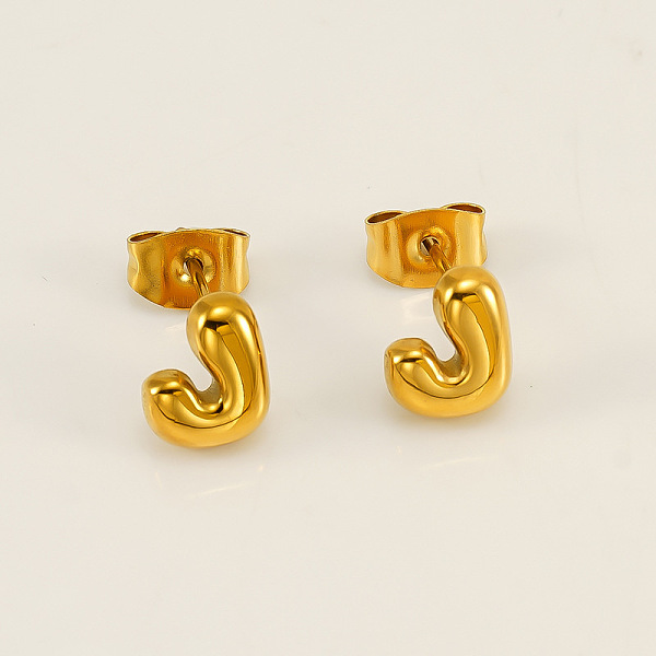 

PandaHall Chunk Letter 304 Stainless Steel Stud Earrings for Women, Real 18K Gold Plated, Letter J, 7.5~8.5x5~10.5mm 304 Stainless Steel...