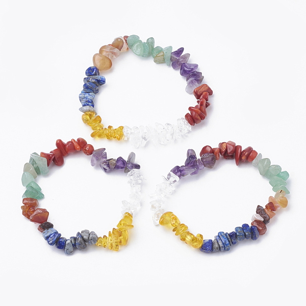 

PandaHall Natural Gemstone Stretch Bracelets, Chip, Mixed Color, 1-7/8 inch(4.8cm)~2 inch(5cm), chip: 6~15mm Mixed Stone Multicolor