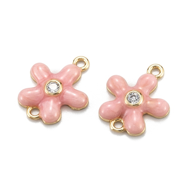 

PandaHall Brass Micro Pave Clear Cubic Zirconia Pendants, with Enamel, Flower, Real 18K Gold Plated, 16x13x3mm, Hole: 1.5mm Brass+Cubic..., Pink
