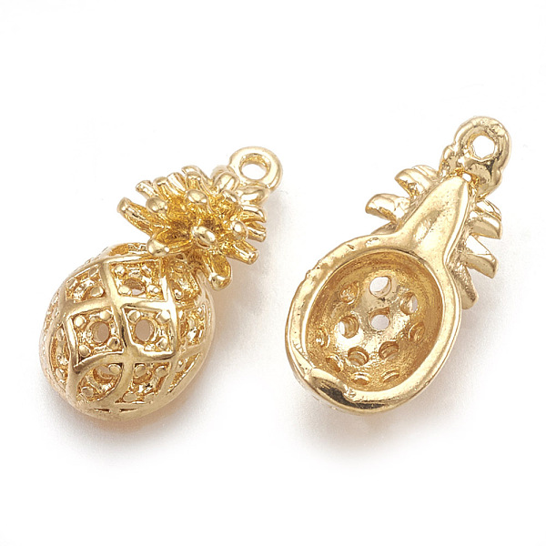

PandaHall Brass Pendant Rhinestone/Cubic Zirconia Settings, Real 18K Gold Plated, Pineapple, 16x7.5x5.5mm, Hole: 1mm Brass Fruit