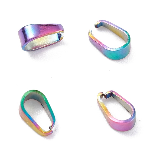 

PandaHall Ion Plating(IP) 304 Stainless Steel Snap on Bails, Rainbow Color, 5.5x3.5x2.5mm, Inner: 5x2.5mm 304 Stainless Steel