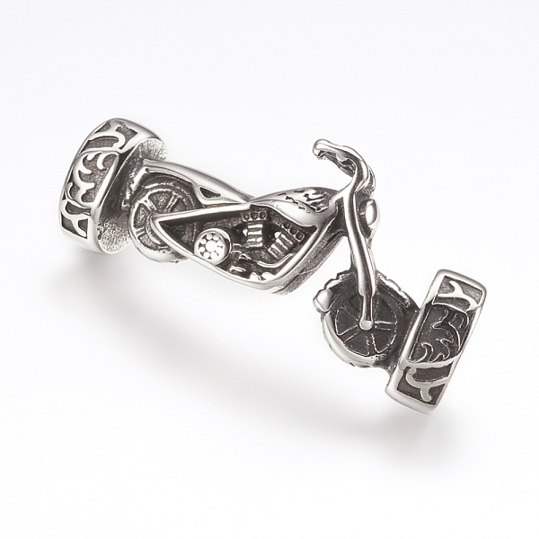 

PandaHall 316 Surgical Stainless Steel Links connectors, For Leather Cord Bracelets Making, Motorcycle, Antique Silver, 18x46x9.5mm, Hole...