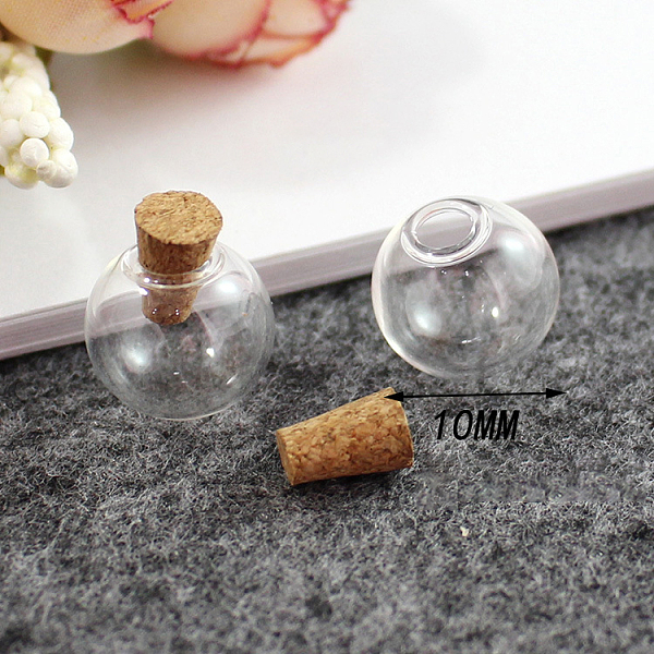 

PandaHall Miniature Glass Bottles, with Cork Stoppers, Empty Wishing Bottles, for Dollhouse Accessories, Jewelry Making, Round, Clear, 10mm...