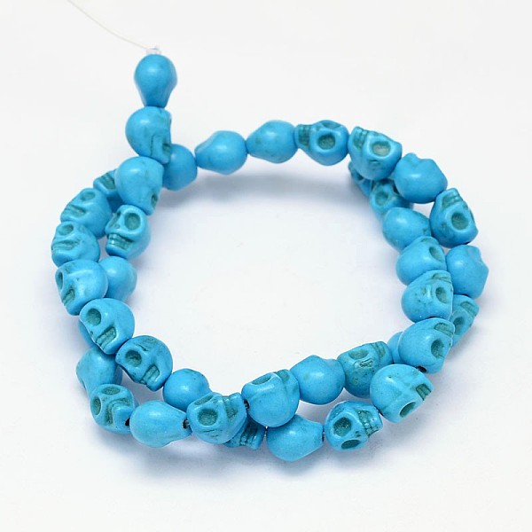 

PandaHall Dyed Synthetic Turquoise Bead Strands, Skull, Deep Sky Blue, 8x6x7mm, Hole: 1mm, about 48~49pcs/strand, 15.3~15.5 inch Synthetic...