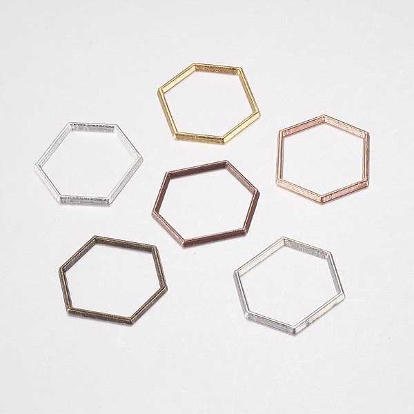 

PandaHall Alloy Linking Rings, Hexagon, Mixed Color, 18x20x1mm Alloy Hexagon