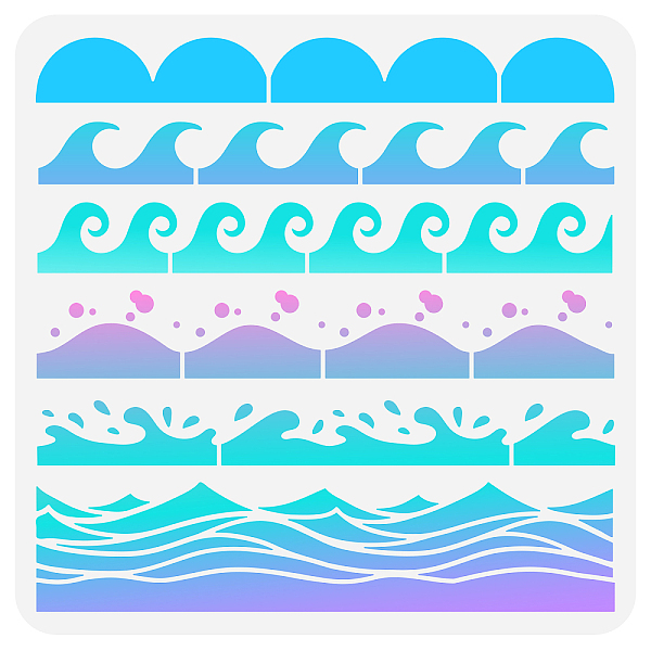 

PandaHall FINGERINSPIRE Sea Waves Stencil 30x30cm Scallop Edge Painting Stencil Plastic 6 Styles Wave & Scallop Border Pattern Stencils...